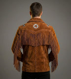 Men's Western Fringe Suede Leather Jacket - Left