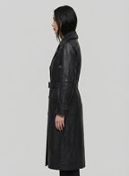 Women's Leather Long Coat - Back