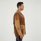 Men's Traditional Cowboy Western Leather Jacket - Back