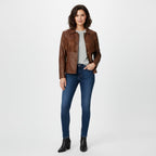 Brown Western Fringe Leather Jacket - Front