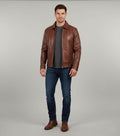 Men's Brown Vintage Leather Jacket - Front