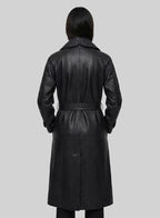 Women's Leather Long Coat - Left