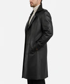 Men's Classic Genuine Leather Trench Coat - Back