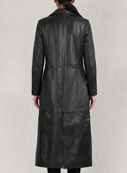 Handmade Sheepskin Leather Trench Coat - Left
