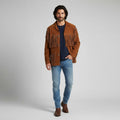 Men's Western Style Fringe Leather Jacket - Front