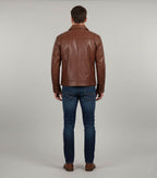 Men's Brown Vintage Leather Jacket - Left
