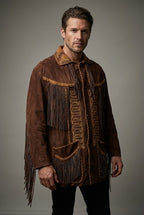 Men's Vintage Cowboy Western Leather Jacket - Front