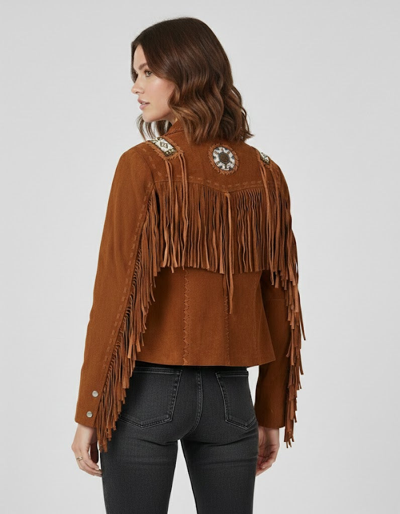 Western Fringe Suede Jacket - Left