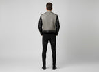 Men's Black and Grey Studded Leather Biker Jacket - Left