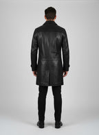 Black Leather Coat for Men - Left