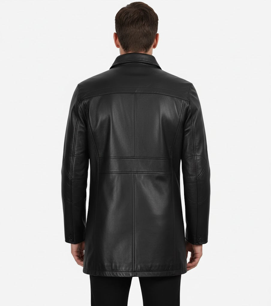 Leather Car Coat for Men - Left